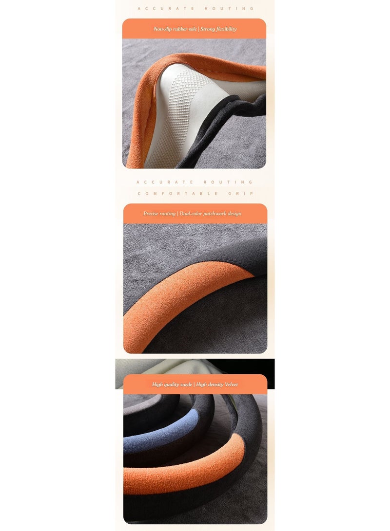 Leather-covered steering wheel cover - ultra-thin, anti-slip, sweat-absorbing suede fabric cover - suitable for all seasons, providing high-grade, comfortable and soft hand feel for cars - Image 2